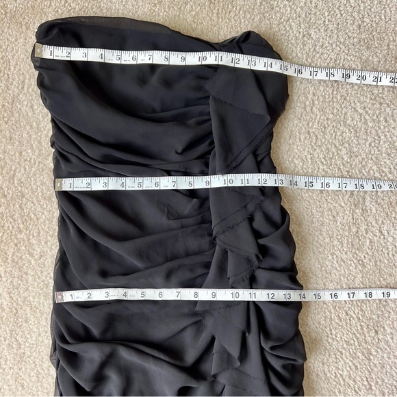 EXPRESS Black Strapless Ruched Chiffon Sheath Mini Dress—SZ. 6 - Picture 9 of 14
